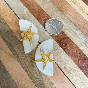 Vintage - Funky Yellow Gold Starfish Earrings